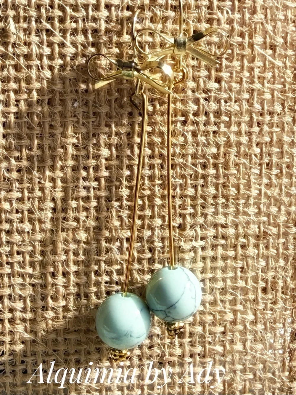 EUROPEAN VACATION Turquoise and Gold Wire-bow ribbon Earrings